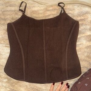 Sculpt knit bustier cami top color brown - Aritiza